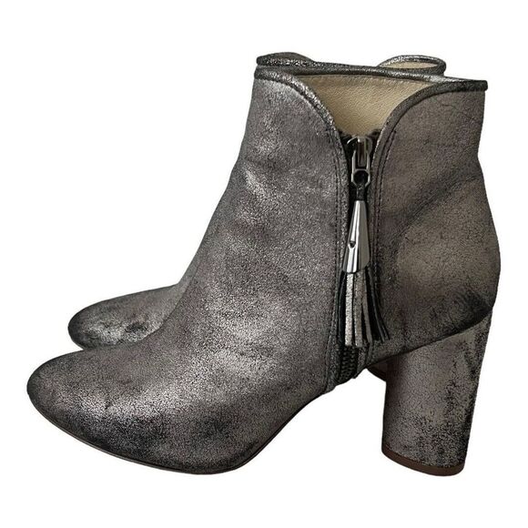 Louise Et Cie Size 8.5 Zirelle Petrol Silver Nubuck Leather Ankle Booties - Picture 3 of 7